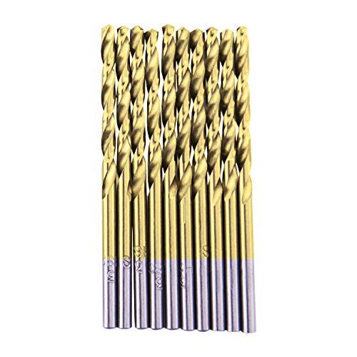 HSS Micro Titanium Coated Twist Drill Bit Set, High Speed Steel Jobber Length Drill, Split Point, 50 PCS Drill Bits Tools, 1/32" to 7/64"（0.8,1.6,2.0,2.5,3.0) for Wood Plastic and Metal