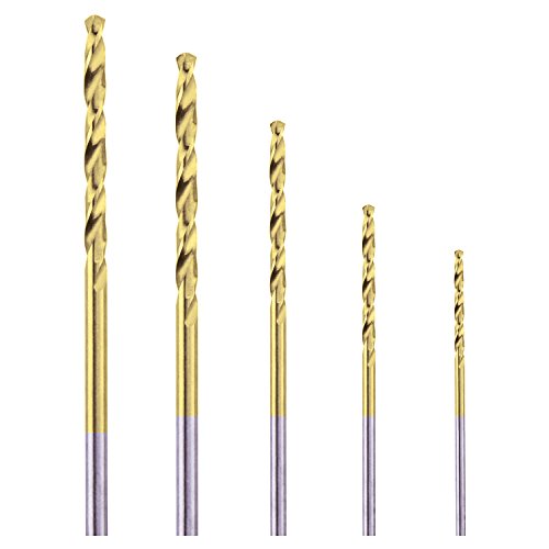 HSS Micro Titanium Coated Twist Drill Bit Set, High Speed Steel Jobber Length Drill, Split Point, 50 PCS Drill Bits Tools, 1/32" to 7/64"（0.8,1.6,2.0,2.5,3.0) for Wood Plastic and Metal