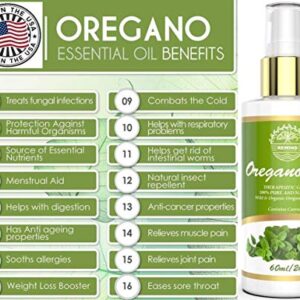 Oregano Oil Organic 2oz Pure Essential Oil Natural Wild Now Carvacrol Oreganol Oil Pump Spray Easy to Apply No Mess 60ml 2Floz