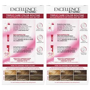 L'Oreal Paris Excellence Creme Permanent Hair Color, 6A Light Ash Brown, 100 percent Gray Coverage Hair Dye, Pack of 2