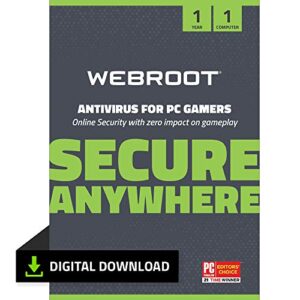 webroot antivirus for pc gamers 2023 | 1 device | 1 year download + system performance optimizer