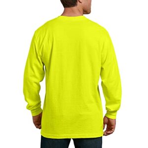 Dickies mens Long Sleeve Heavyweight Neon Crew Neck Tee T Shirt, Bright Yellow, X-Large US