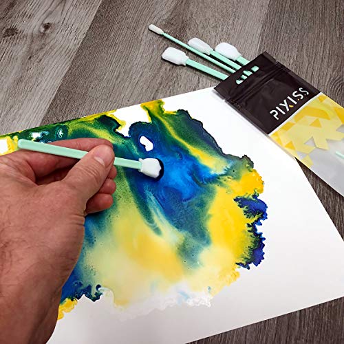 10 Pixiss Detail Alcohol Ink Blending Tools (5 Different Sizes), Foam Tips for Blending Inks, Chalks, Markers, Pencil, Charcoal on Yupo Paper and Other Mediums