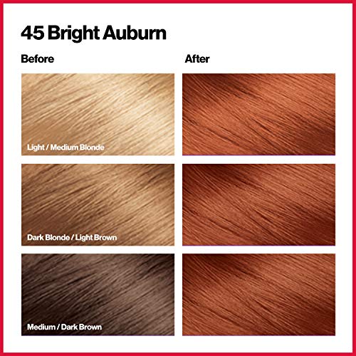 Revlon Permanent Hair Color, Permanent Hair Dye, Colorsilk with 100% Gray Coverage, Ammonia-Free, Keratin and Amino Acids, 45 Bright Auburn, 4.4 Oz (Pack of 3)