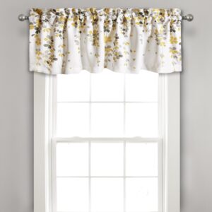 lush decor weeping flowers window valance for kitchen, living, dining room, bedroom, valance, yellow & gray