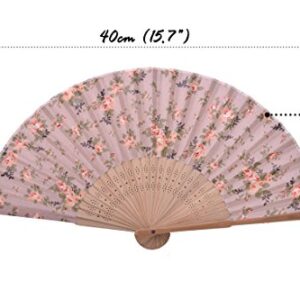 Folding Hand Fan Transparent Hand Fans Chiffon with Beautiful Fabric For Party Wedding Gift Chiffon