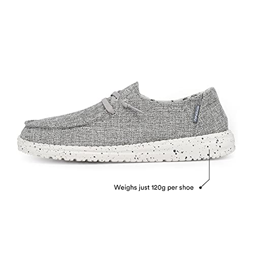 Hey Dude Women's Wendy L Linen Iron Size 6 | Women’s Shoes | Women’s Lace Up Loafers | Comfortable & Light-Weight