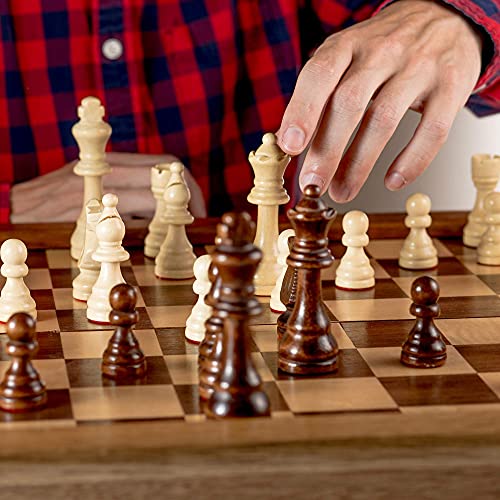 Chess Armory Chess Set 17" x 17" Wooden Chess Set - Large Chess Board Set, Unique Chess Game Includes Extra Queen Pieces & Storage Box - Classic Board Game - Chess Sets for Adults and Kids