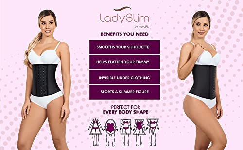 Lady Slim Fajas Colombianas Reductoras Y Moldeadoras para Mujer Underbust Latex Waist Trainer Hourglass Body Shaper for Women Black V2 S