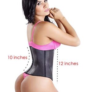 Lady Slim Fajas Colombianas Reductoras Y Moldeadoras para Mujer Underbust Latex Waist Trainer Hourglass Body Shaper for Women Black V2 S