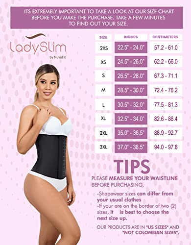 Lady Slim Fajas Colombianas Reductoras Y Moldeadoras para Mujer Underbust Latex Waist Trainer Hourglass Body Shaper for Women Black V2 S