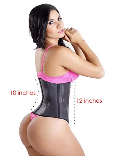 Lady Slim Fajas Colombianas Reductoras Y Moldeadoras para Mujer Underbust Latex Waist Trainer Hourglass Body Shaper for Women Black V2 XS