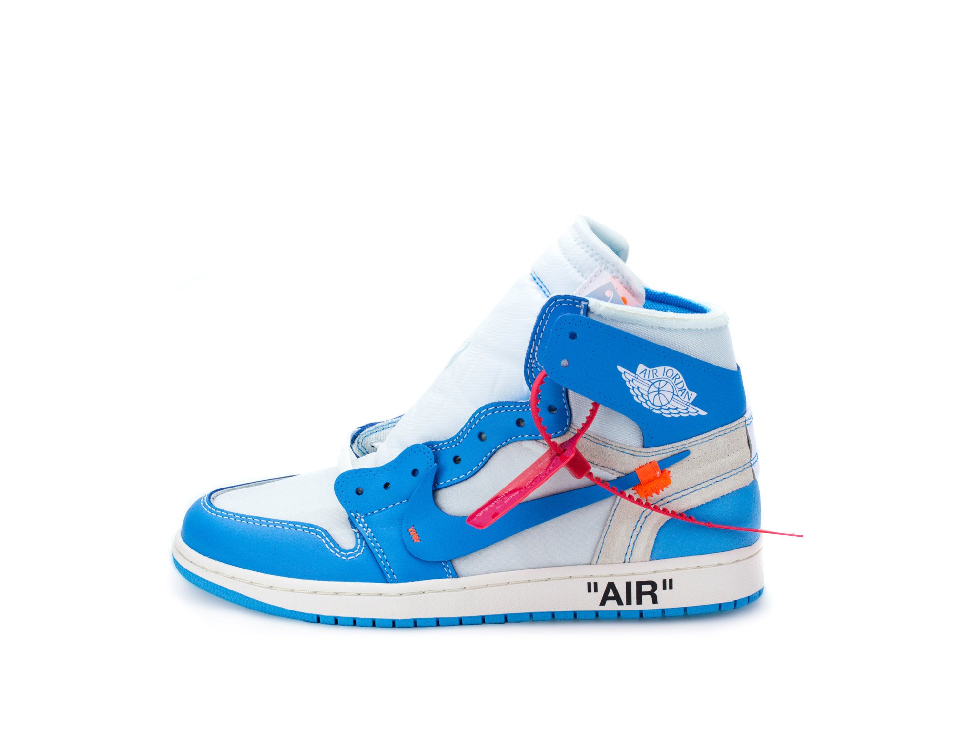 Nike Men's Air Jordan 1 Retro High Off-White UNC, White/Dark Powder Blue/Cone, 4.5