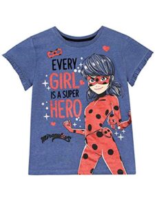 miraculous ladybug girls' lady bug t-shirt size 5 blue