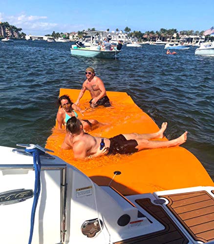 SOWKT 18 x 6 Feet Lily Pad Extra Large Floating Mat for Lake and Boating - Giant Floating Water Pad (Orange/Black/Green)