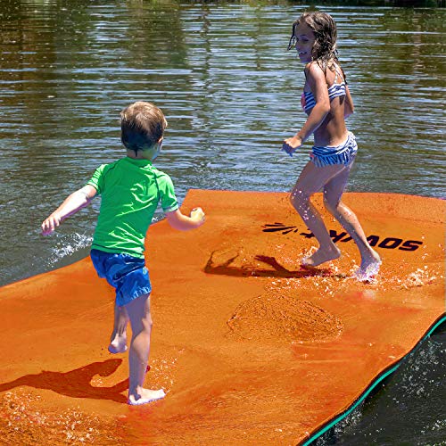 SOWKT 18 x 6 Feet Lily Pad Extra Large Floating Mat for Lake and Boating - Giant Floating Water Pad (Orange/Black/Green)