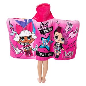 L.O.L. Surprise Soft Cotton Hooded Bath Towel Wrap, 24” x 50”, Pink