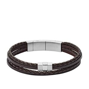fossil men's braided leather bracelet, color: brown (model: jf02934040)