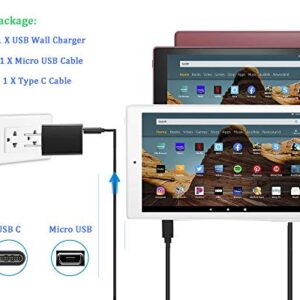 Tablet Fast Charger Include 5Ft USB Type-C&Micro USB Cable for Charging All-New Fire HD 10 and Fire HD 10 Plus,Kids Pro,Kids Edition,All New Fire 10 Tablet