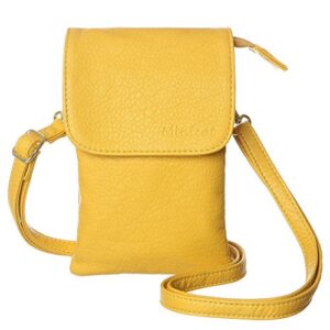 minicat roomy pockets series small crossbody bags cell phone purse wallet for women(mustard yellow)