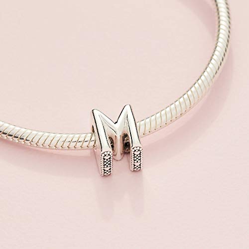 PANDORA Jewelry Letter M Alphabet Charm - Beautiful Charm Letter Charm Bracelets - Perfect Anniversary, Holiday, or Birthday Gift - Sterling Silver, No Box