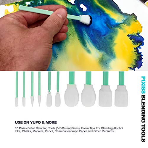 Alcohol Ink Blending Solution (4-Ounce), Pixiss Alcohol Ink Blending Solution Tools, Pixiss Needle Tip Applicator and Refill Bottles and Funnel - Bundle for Yupo Paper and Resin