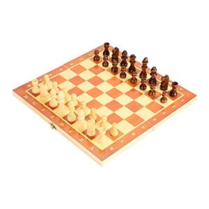 dilwe chess set, portable wooden travel magnetic chess set chess board folding for kids adults family outdoor chess game