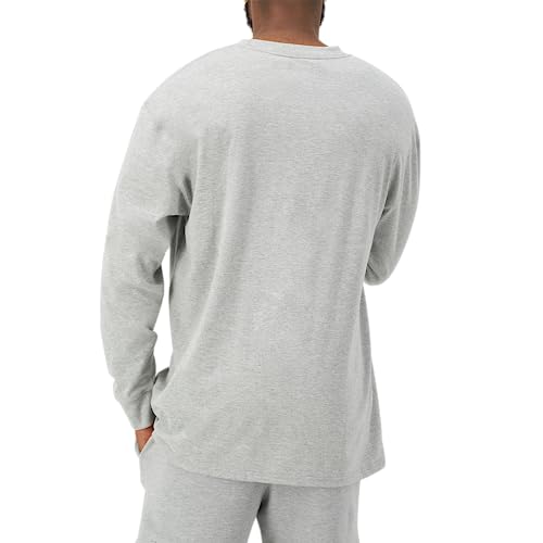 Champion Long Sleeve, Classic T-Shirt for Men (Reg. or Big & Tall), Oxford Gray Script, Large