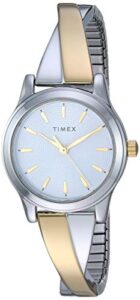 timex women's tw2r98600 stretch bangle crisscross 25mm two-tone expansion band watch