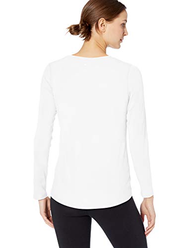 Amazon Essentials Women's Studio Relaxed-Fit Long-Sleeve Cross-Front T-Shirt, White, Medium