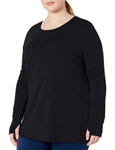 amazon essentials women's studio relaxed-fit long-sleeve t-shirt (available in plus size), black, x-large