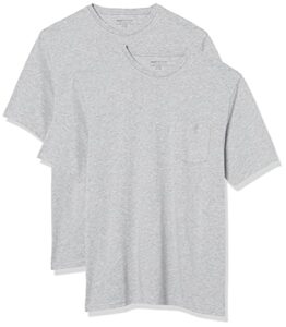 amazon essentials men's regular-fit short-sleeve crewneck pocket t-shirt, pack of 2, grey heather, xx-large