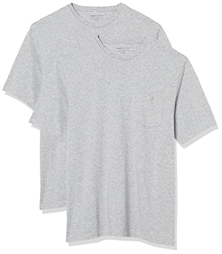 Amazon Essentials Men's Regular-Fit Short-Sleeve Crewneck Pocket T-Shirt, Pack of 2, Grey Heather, XX-Large