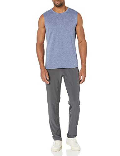 Amazon Essentials Men's Tech Stretch Muscle Shirt, Blue Heather, Large