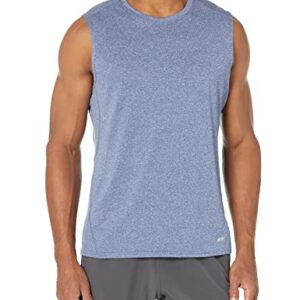 Amazon Essentials Men's Tech Stretch Muscle Shirt, Blue Heather, Large