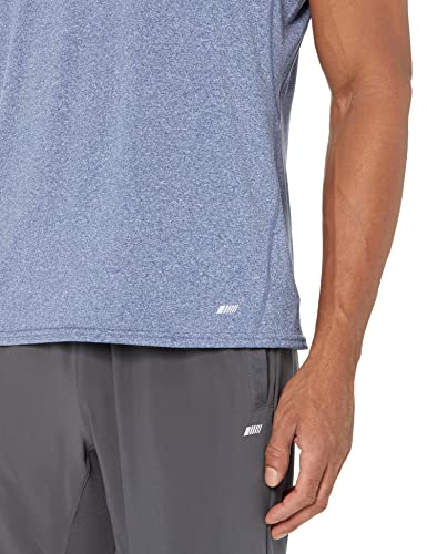 Amazon Essentials Men's Tech Stretch Muscle Shirt, Blue Heather, Large