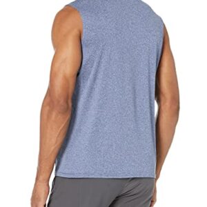 Amazon Essentials Men's Tech Stretch Muscle Shirt, Blue Heather, Large