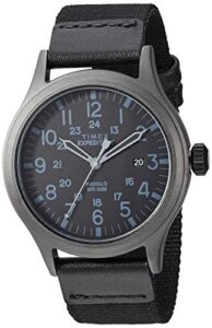 timex men's tw4b14200 expedition scout 40 black leather/nylon strap watch