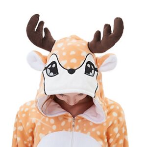 abenca women deer onesie pajama reindeer costume adult animal halloween christmas cosplay fawn onepiece, m