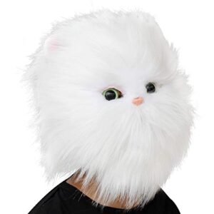 deluxe novelty halloween costume party latex animal cat head mask black (white)