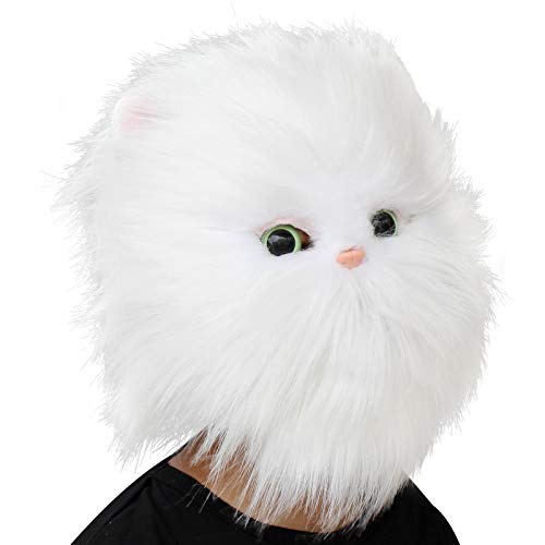 Deluxe Novelty Halloween Costume Party Latex Animal Cat Head Mask Black (white)