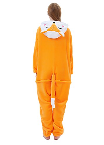 ABENCA Women Fox Onesie Pajama Costume Adult Animal Halloween Christmas Cosplay Onepiece, L