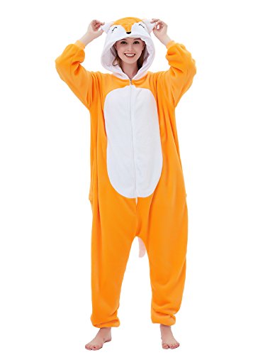 ABENCA Women Fox Onesie Pajama Costume Adult Animal Halloween Christmas Cosplay Onepiece, L