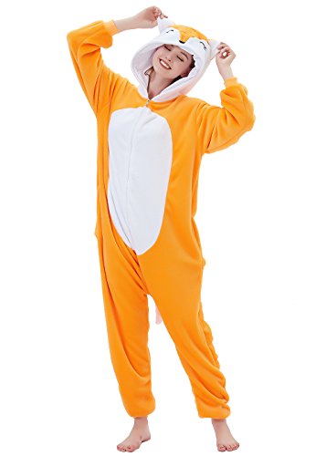 ABENCA Women Fox Onesie Pajama Costume Adult Animal Halloween Christmas Cosplay Onepiece, L