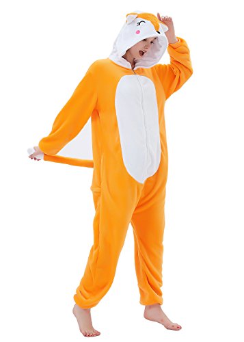 ABENCA Women Fox Onesie Pajama Costume Adult Animal Halloween Christmas Cosplay Onepiece, L