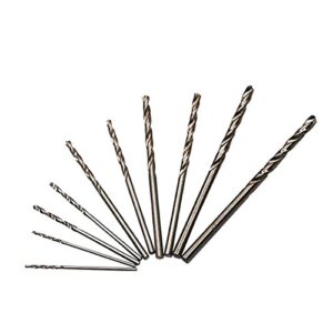 spkline 10 pcs high speed steel cobalt drill bit set 2 pcs of each 1mm(3/64"), 1.5mm(1/16") 2mm(5/64") 2.5mm(3/32") 3mm(1/8") jobber length twist m35 metal drill bit for stainless steel and hard metal
