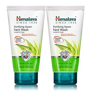 himalaya purifying neem face wash with neem and turmeric for occasional acne, 5.07 oz (150 ml), 2 pack