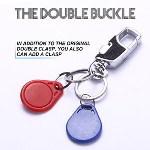 Young4us Key chain 2 Key Rings Stainless Steel Heavy Duty Car KeyChain in Metal The Perfect Combination of Luxury- (Set of 2,Black & Red)