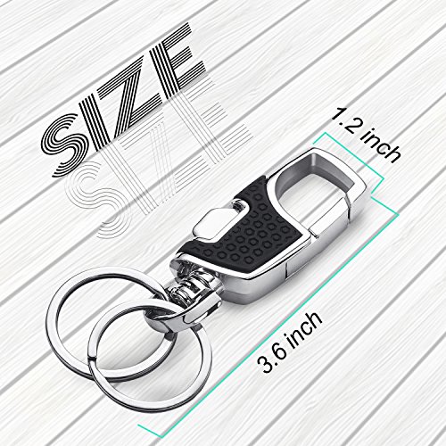 Young4us Key chain 2 Key Rings Stainless Steel Heavy Duty Car KeyChain in Metal The Perfect Combination of Luxury- (Set of 2,Black & Red)