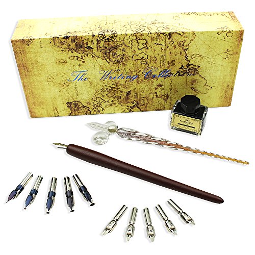 FEATTY Calligraphy Pen Set - 15-Piece Kit - Glass Pen - 11 Nib & 1 Ink Set